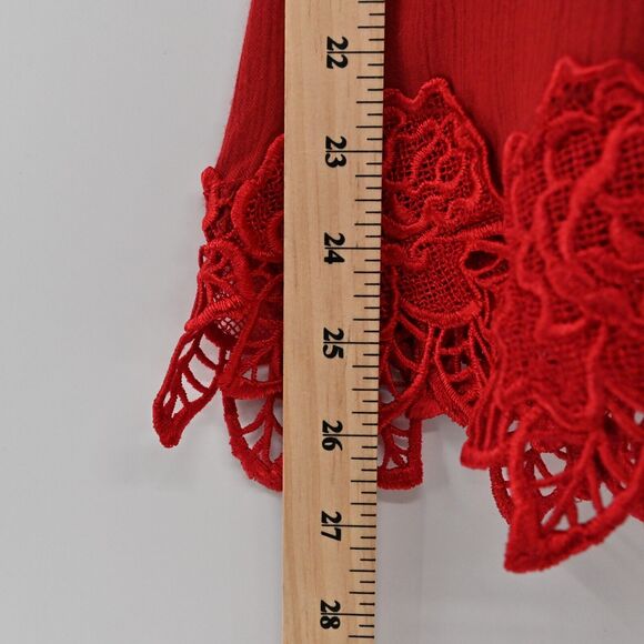 FREE PEOPLE Dress Womens Size XS Wicked Spell Brick Red Strappy Floral Lace Boho - Picture 11 of 11